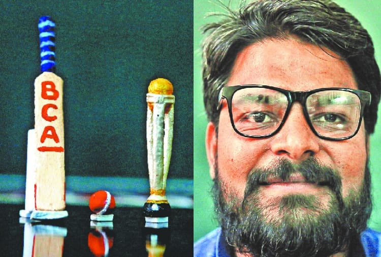 World Cup 2019, Artist Balraj Creats World Cup Trophy, Bat and Ball Sculpture on Chalk