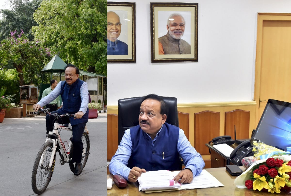 doctor Harsh Vardhan arrives on bicycle at office take charge Union Health Minister in Modis cabinet