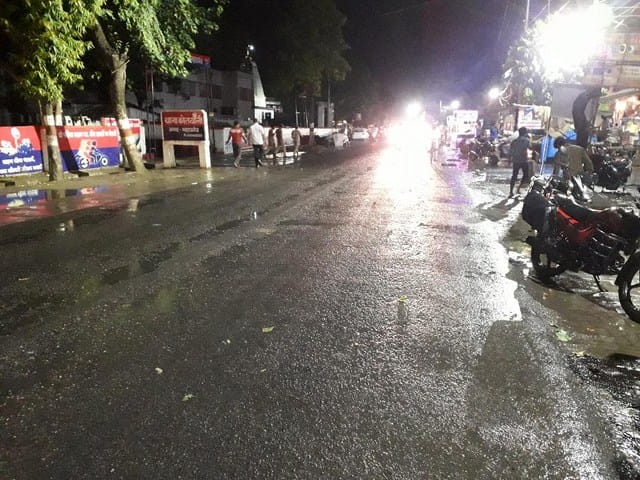 Rain accompanied with dust storm