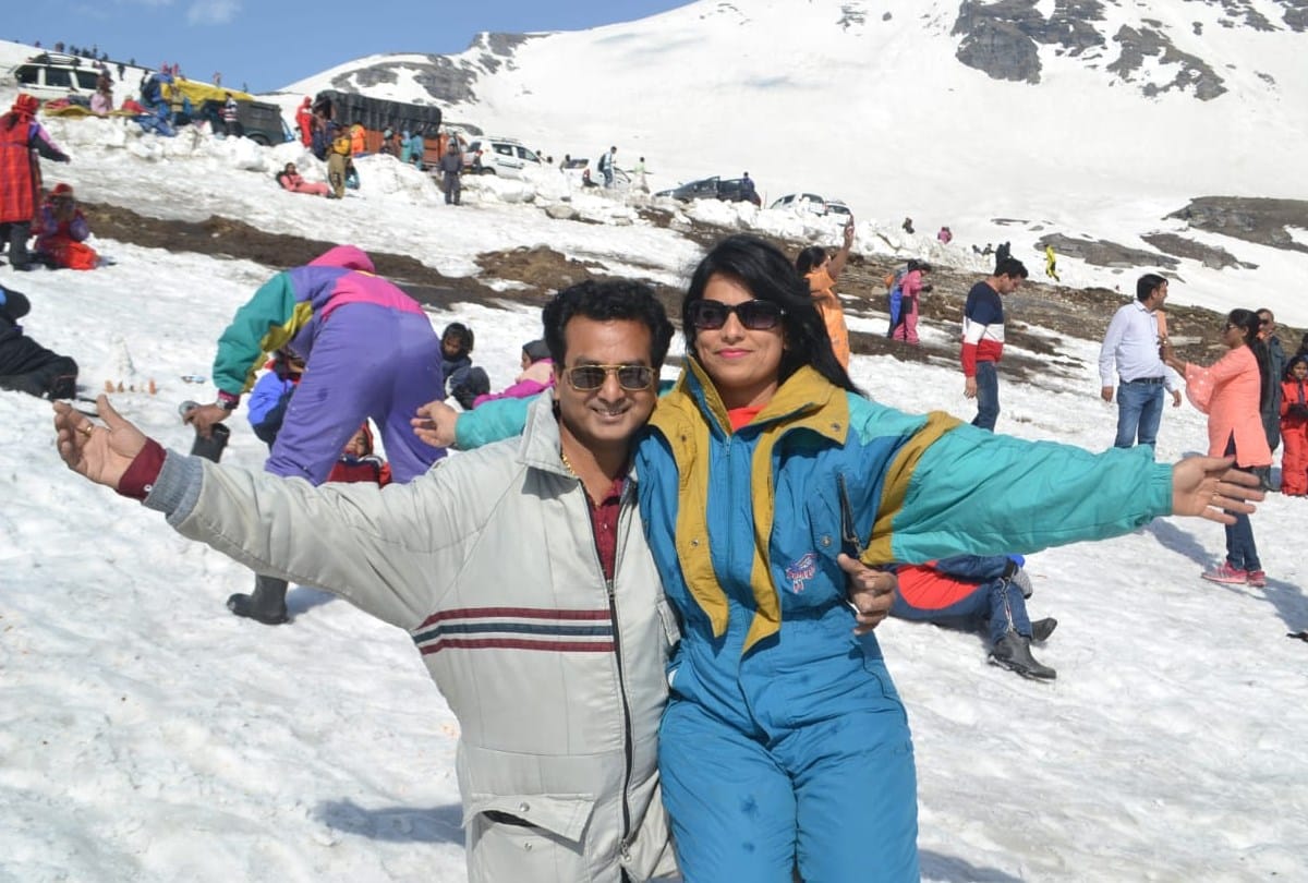 celebrate summer holidays in snow covered Rohtang Pass Kullu Manali Himachal Pradesh