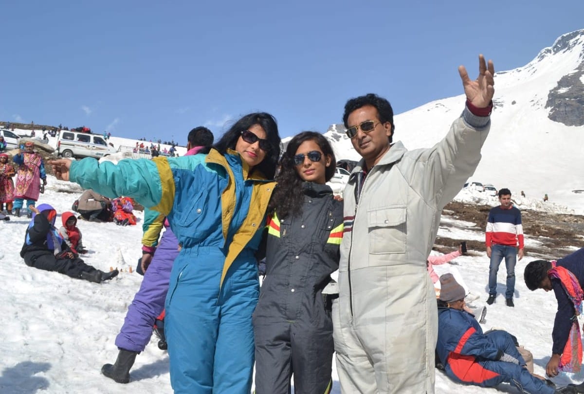 celebrate summer holidays in snow covered Rohtang Pass Kullu Manali Himachal Pradesh