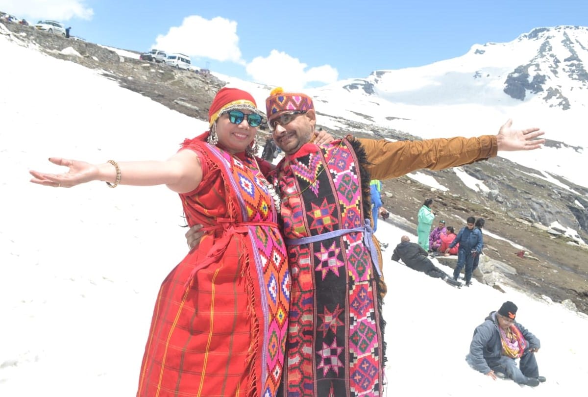 celebrate summer holidays in snow covered Rohtang Pass Kullu Manali Himachal Pradesh