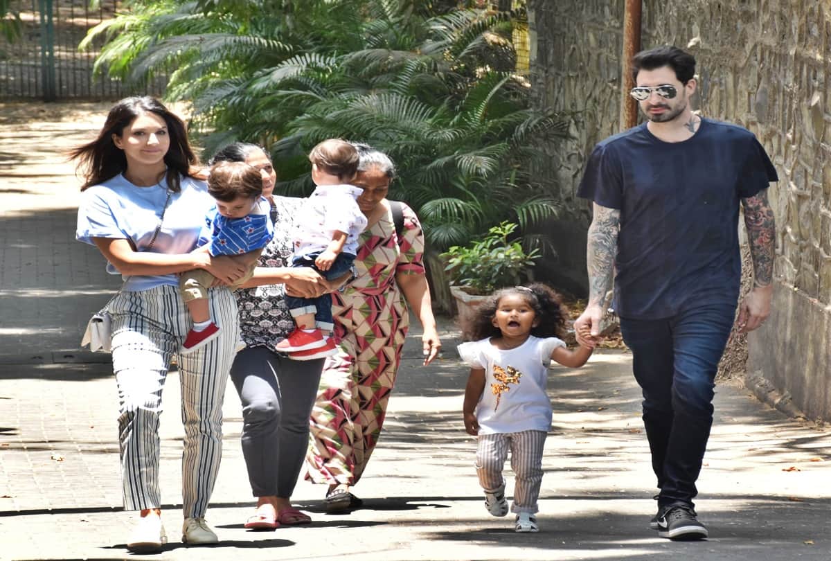 Sunny Leone Enjoyed Walk with her kids and husband Daniel Weber