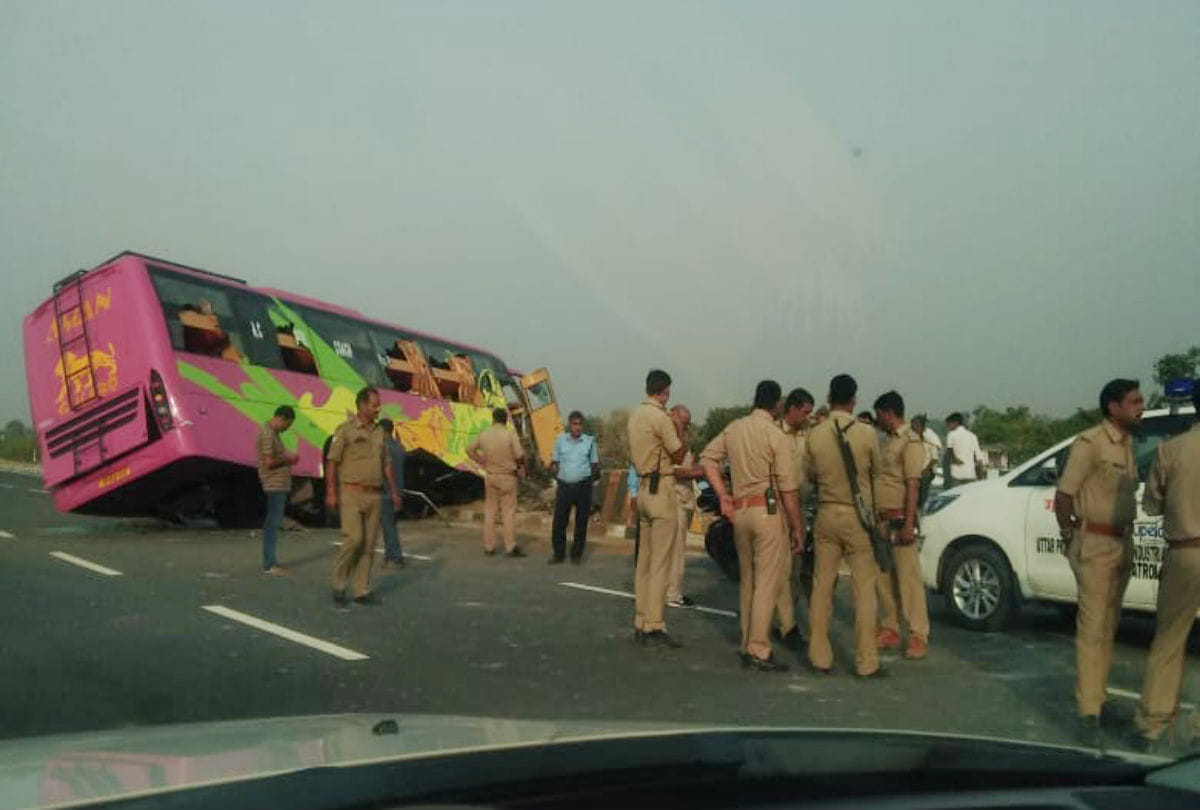 30 people injured in bus accident on agra lucknow expressway in mainpuri