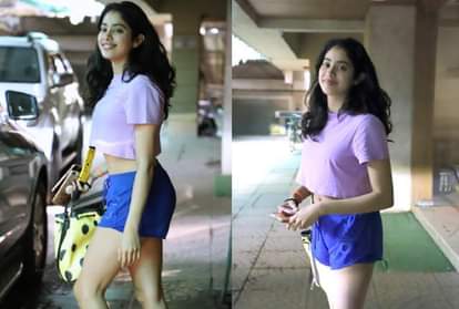 jahnvi kapoor weared crop top and shorts again