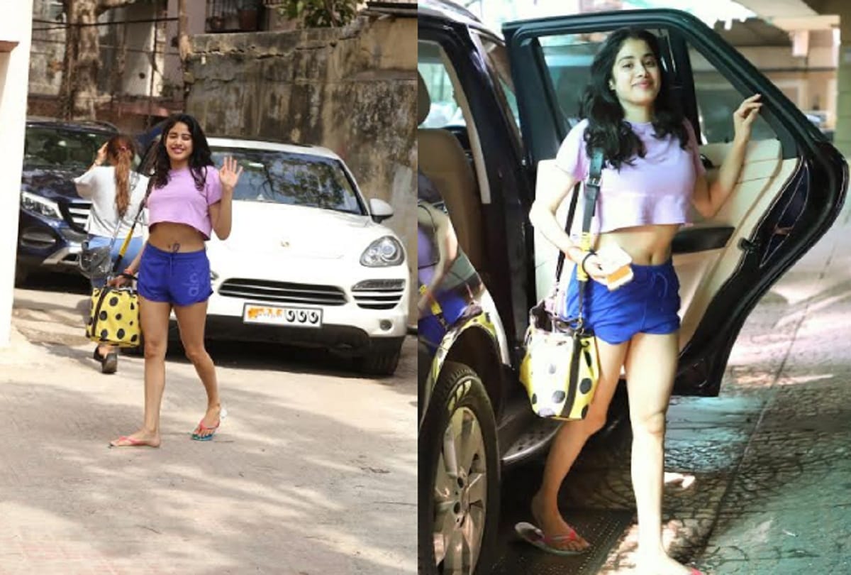 jahnvi kapoor weared crop top and shorts again
