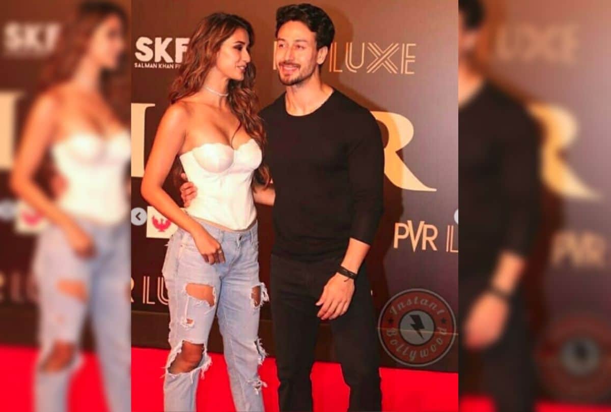 disha patani with tiger shroff pose during bharat movie premiere