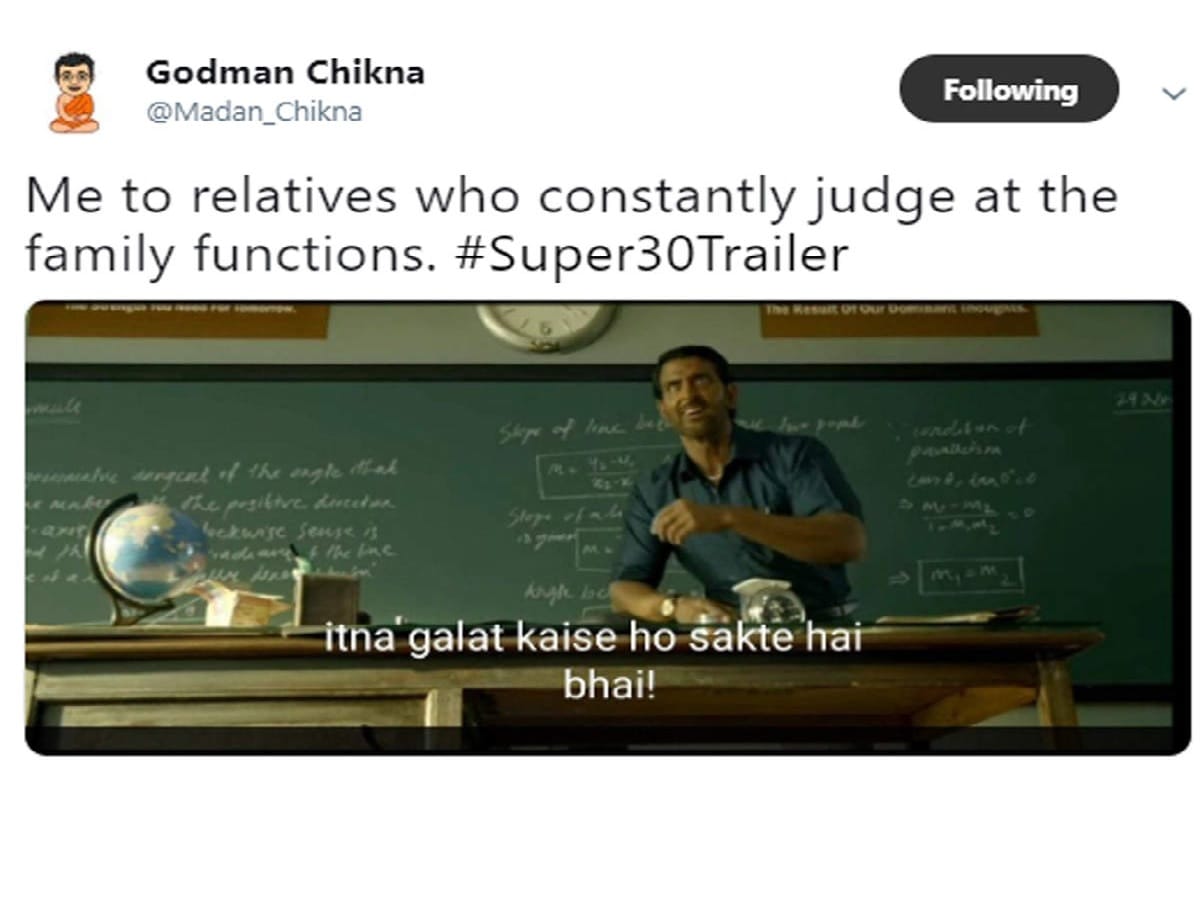 hrithik roshan super 30 trailer memes on social media