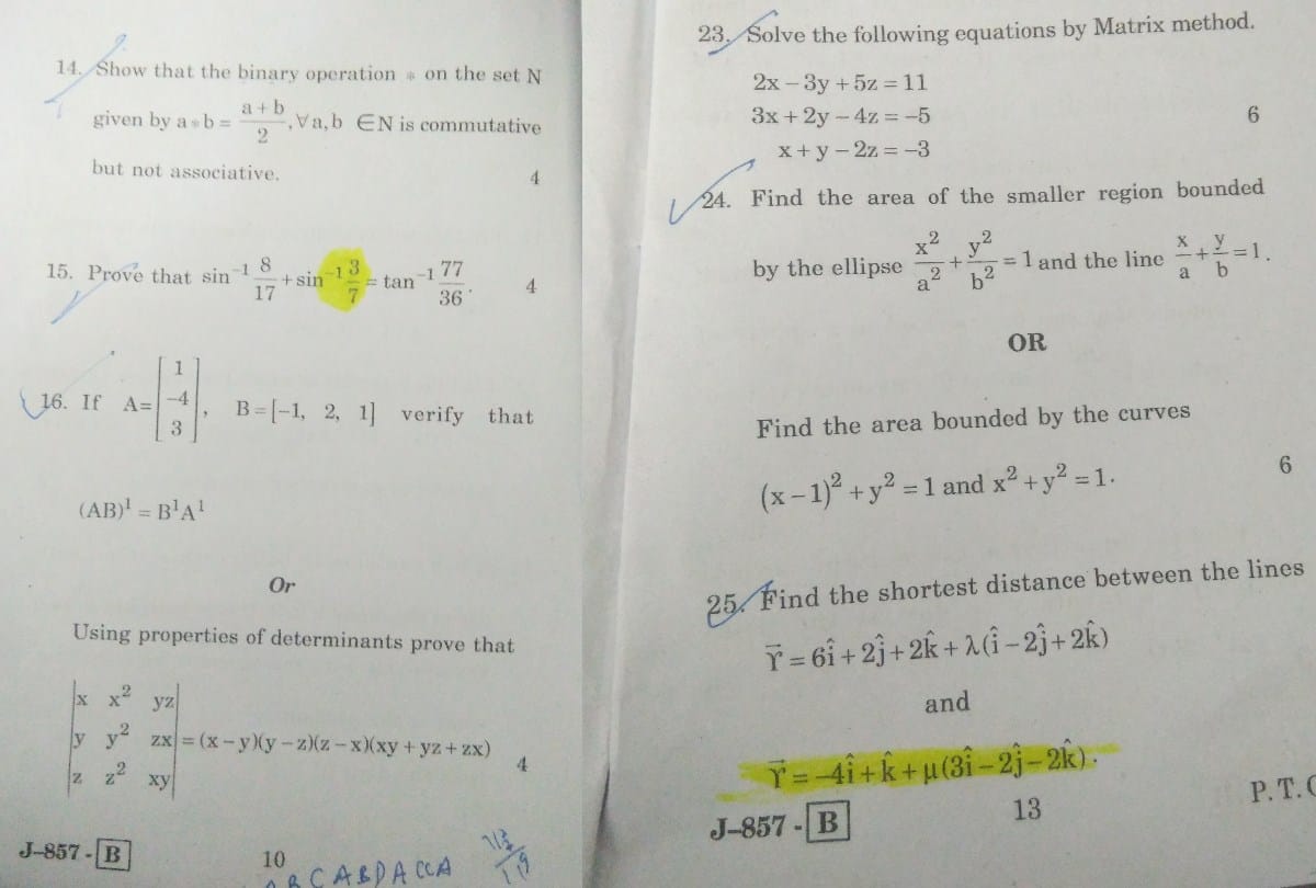 hpbosse dharamshala errors in plus two mathematics question paper