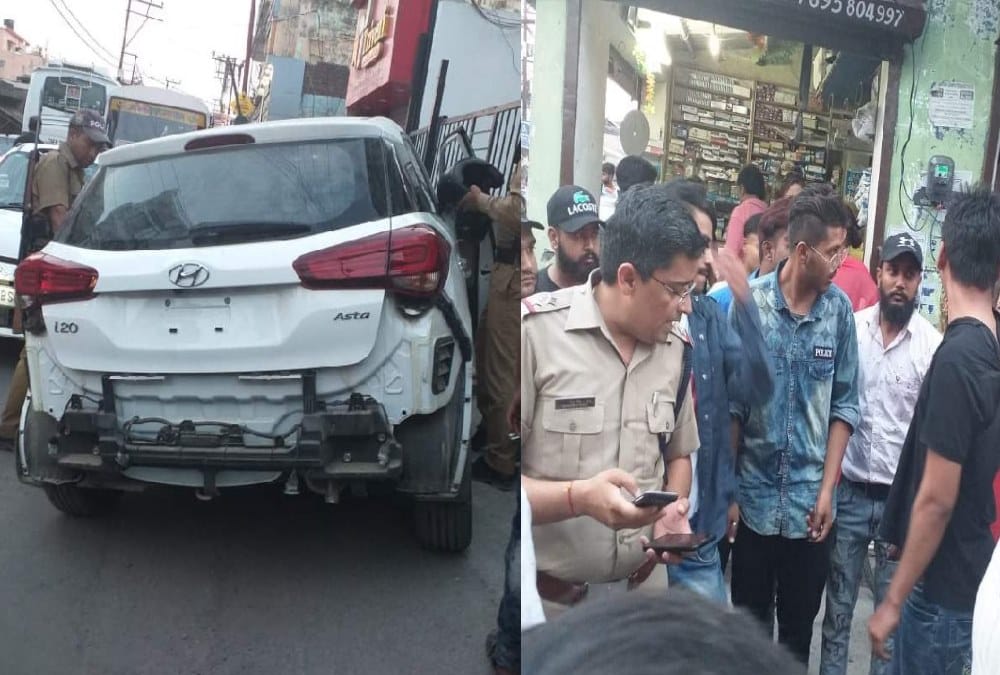 Speedy car collision many vehicle in dehradun prem nagar 
