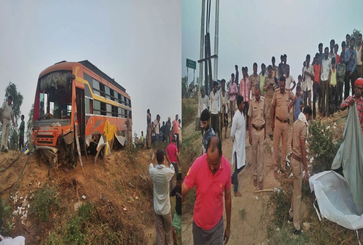 Uncontrollable bus collides with bridge in shahjahanpur