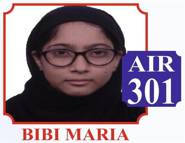Bibi Maria 301 and Sumit got 444th rank