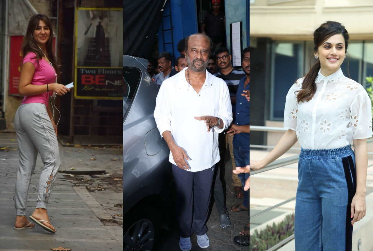 Kim sharma tisca chopra taapsee pannu rajnikanth spotted at mumbai