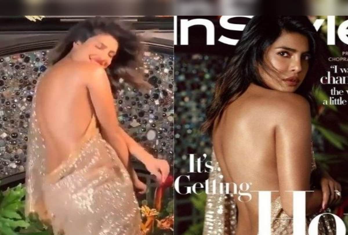 Priyanka Chopra sizzles in golden saari by flaunting her back