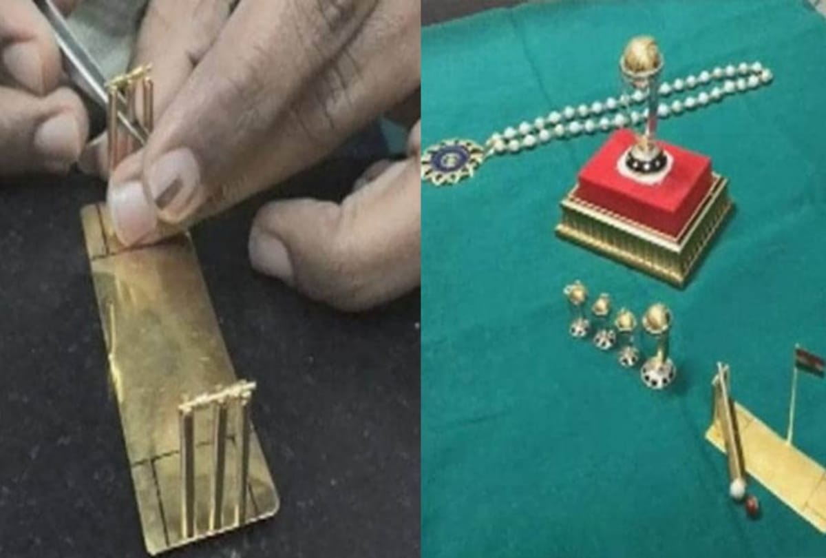 cricket fan made stump ball bat from gold in gujarat