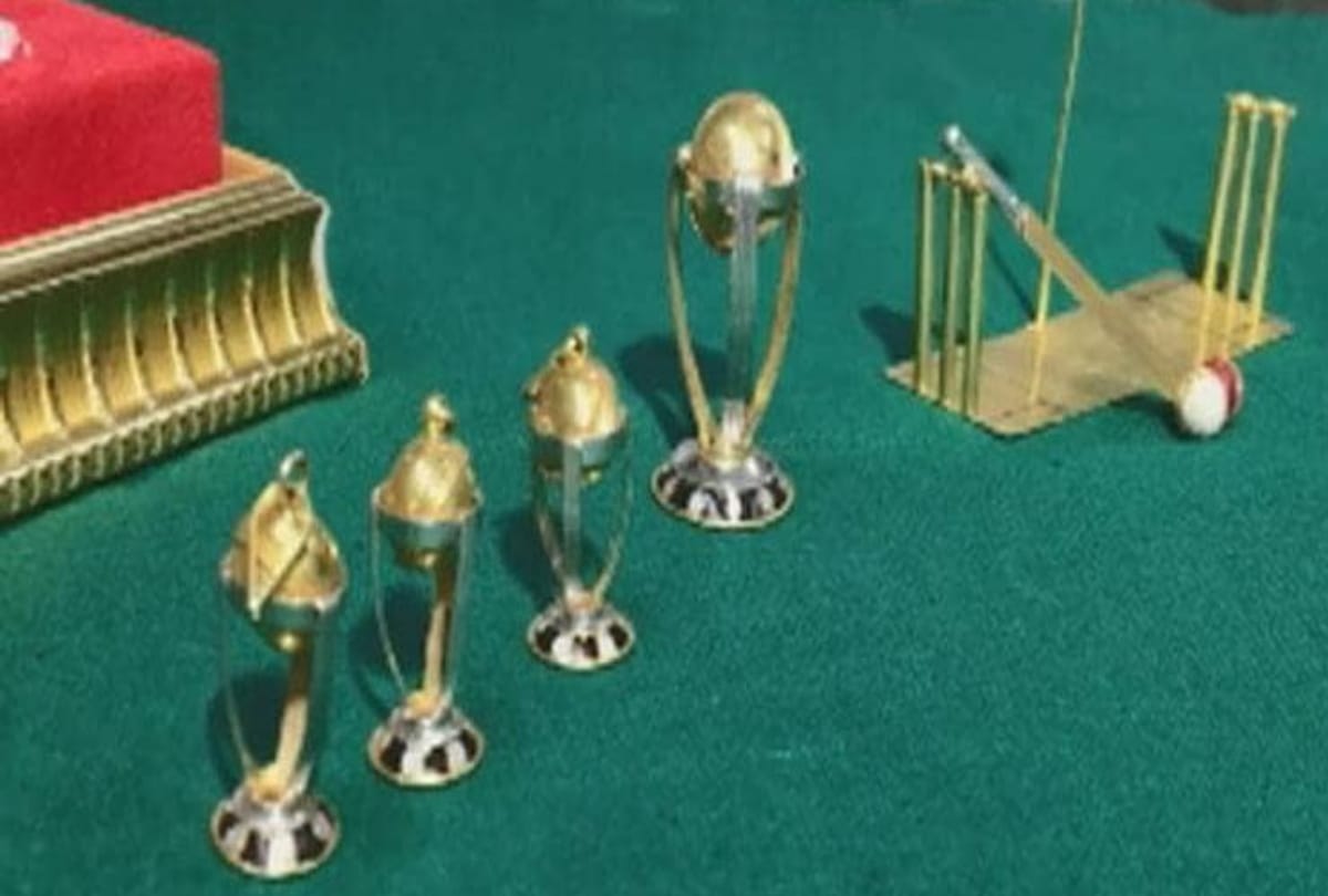 cricket fan made stump ball bat from gold in gujarat
