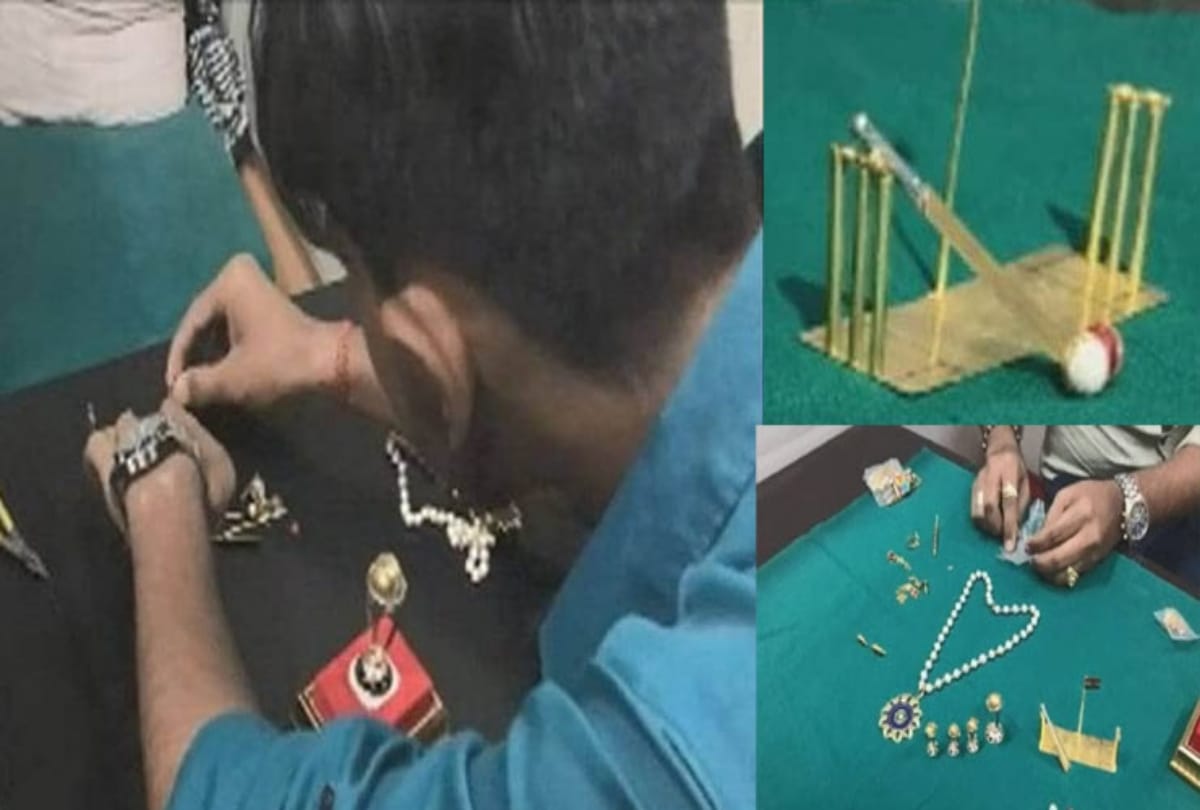 cricket fan made stump ball bat from gold in gujarat