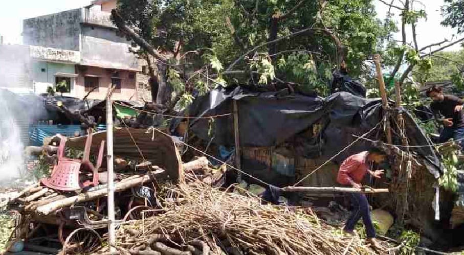 Storm and hailstorm frayed huge devastation