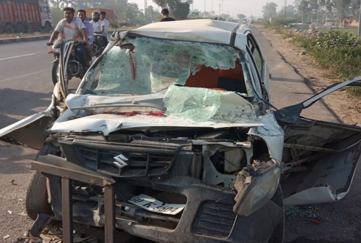faridabad national highway truck hits car three died on spot 2 serious