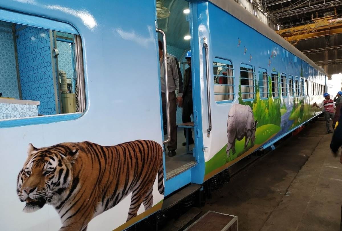 new train bus tourist attraction at kartainia ghat in bahraich