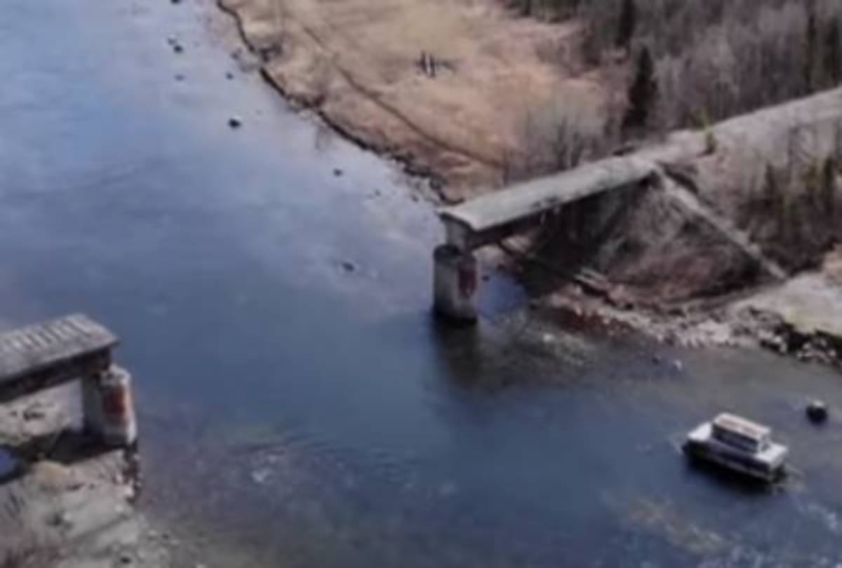 rail bridge disappear in russia photos viral on social media