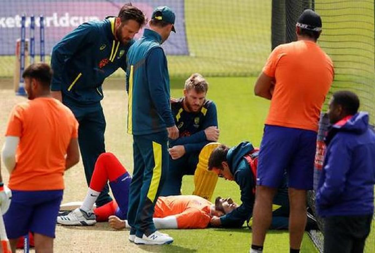 David warner shot hit indian origin bowler during net session before india match in world cup