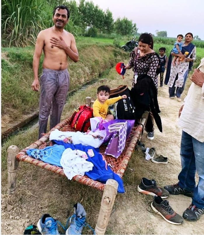 Nawazuddin reached his fields with his family