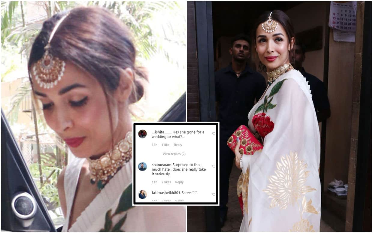 Malaika arora gets trolled For Wearing saree At Sonam Kapoor Party