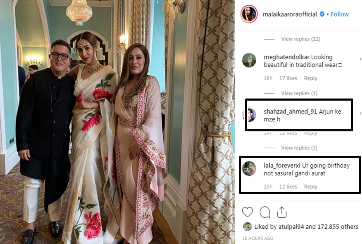 Malaika arora gets trolled For Wearing saree At Sonam Kapoor Party