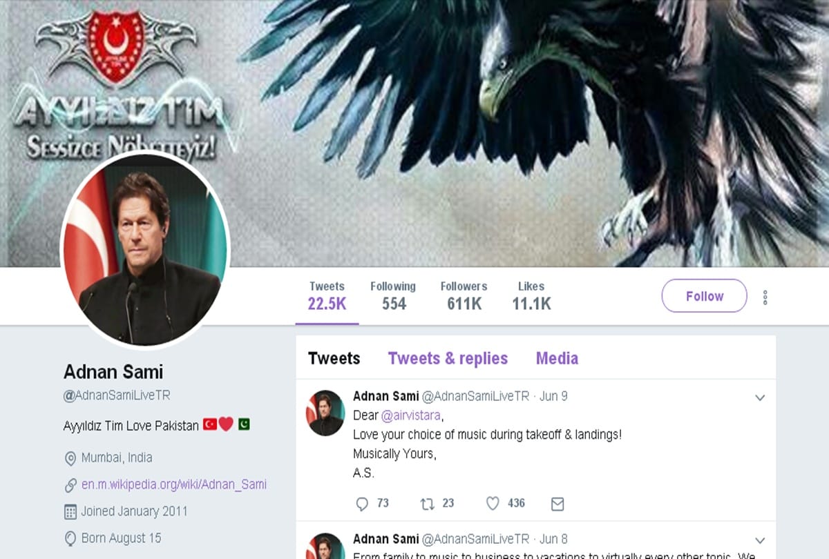 after Amitabh, Adnan Sami twitter account was hacked by a pro Pakistan Turkish hacker group