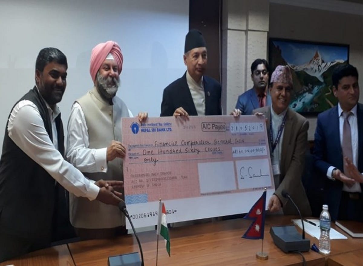 India hands over NPR 1.6 billion to Nepal for post-quake reconstruction