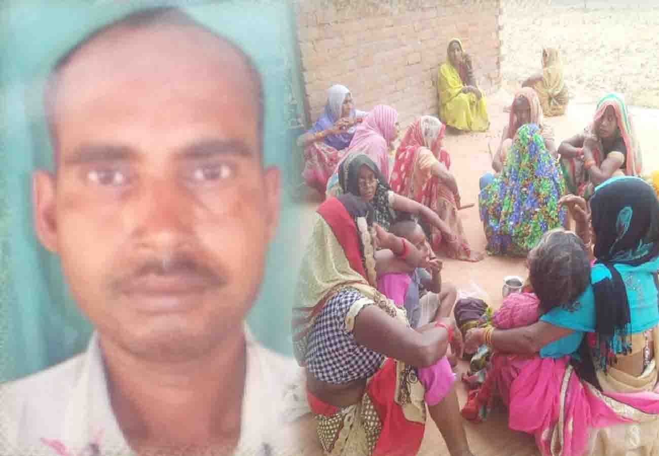 मृतक की फाइल फोटो, रोते-बिलखते परिजन