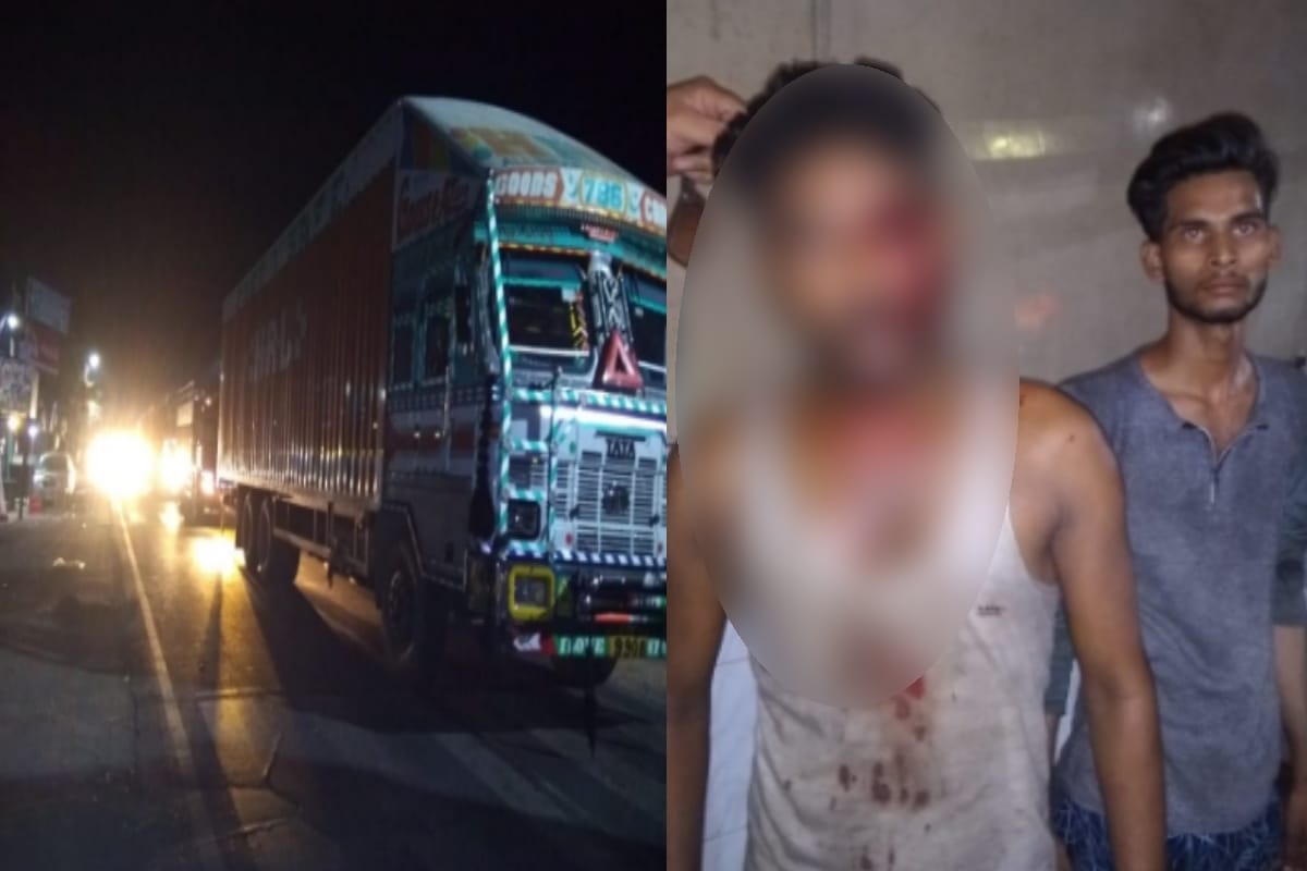truck driver injured hit by police in meerut,  rucks on road, lathi charge