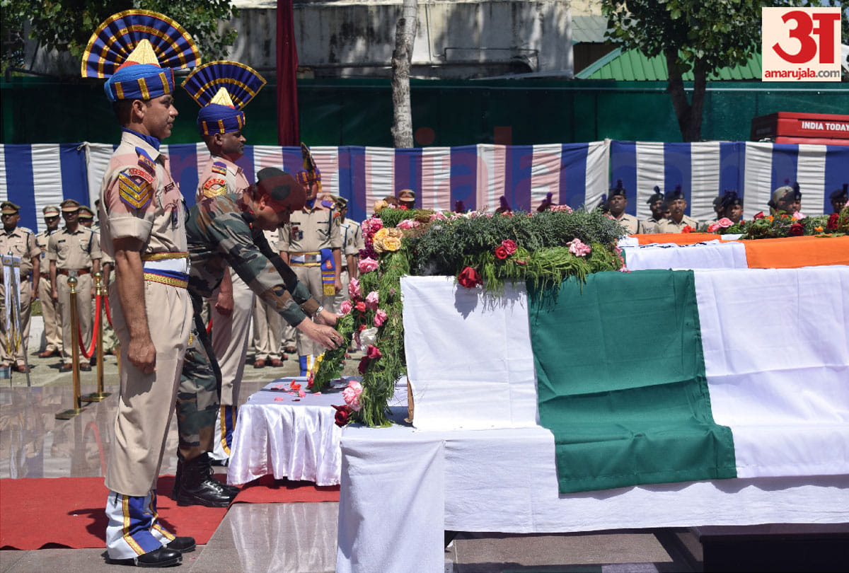 last rites of crpf anantnag martyred jawans in srinagar jammu kashmir
