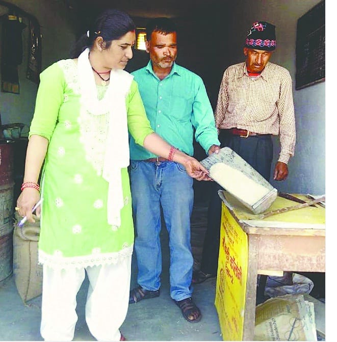 Taken sample of rice
