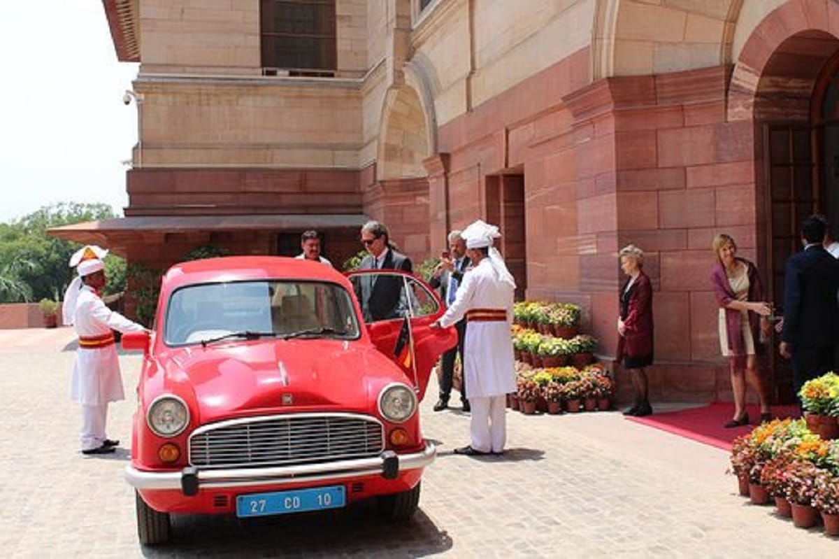 german ambassador to india walter j lindner organised a contest, Spot His Red Amby and Win miniature