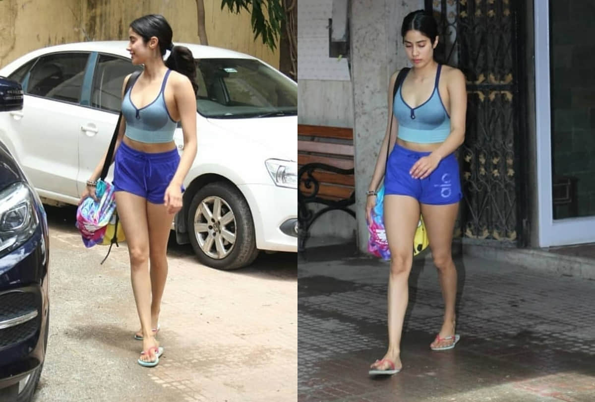 Janhvi Kapoor Spotted outside Gym in Mumbai with purple look
