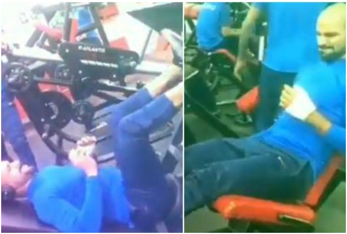 World Cup 2019:  Determined Shikhar Dhawan sweats it out in the gym despite thumb Fracture