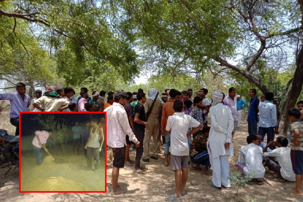 Villagers dig the tomb on the notice of voice of a Man