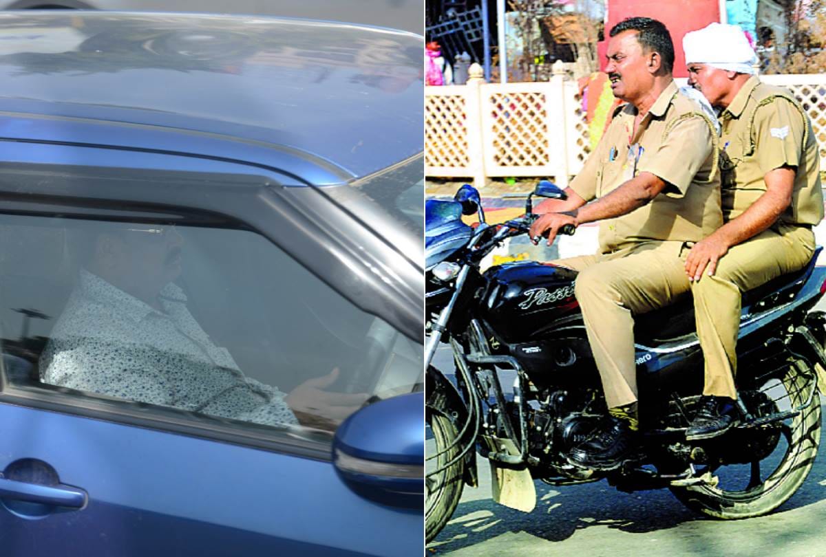 not only public even police officers are not following traffic rules in lucknow