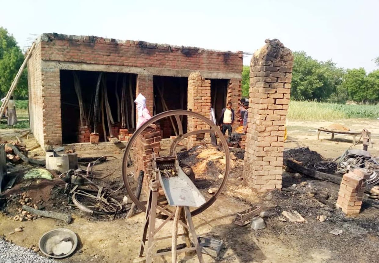 farmer's house caught fire in suspicious circumstances