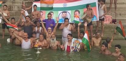 ganga aarti performed india pakistan match cricket world cup 2019 in Varanasi