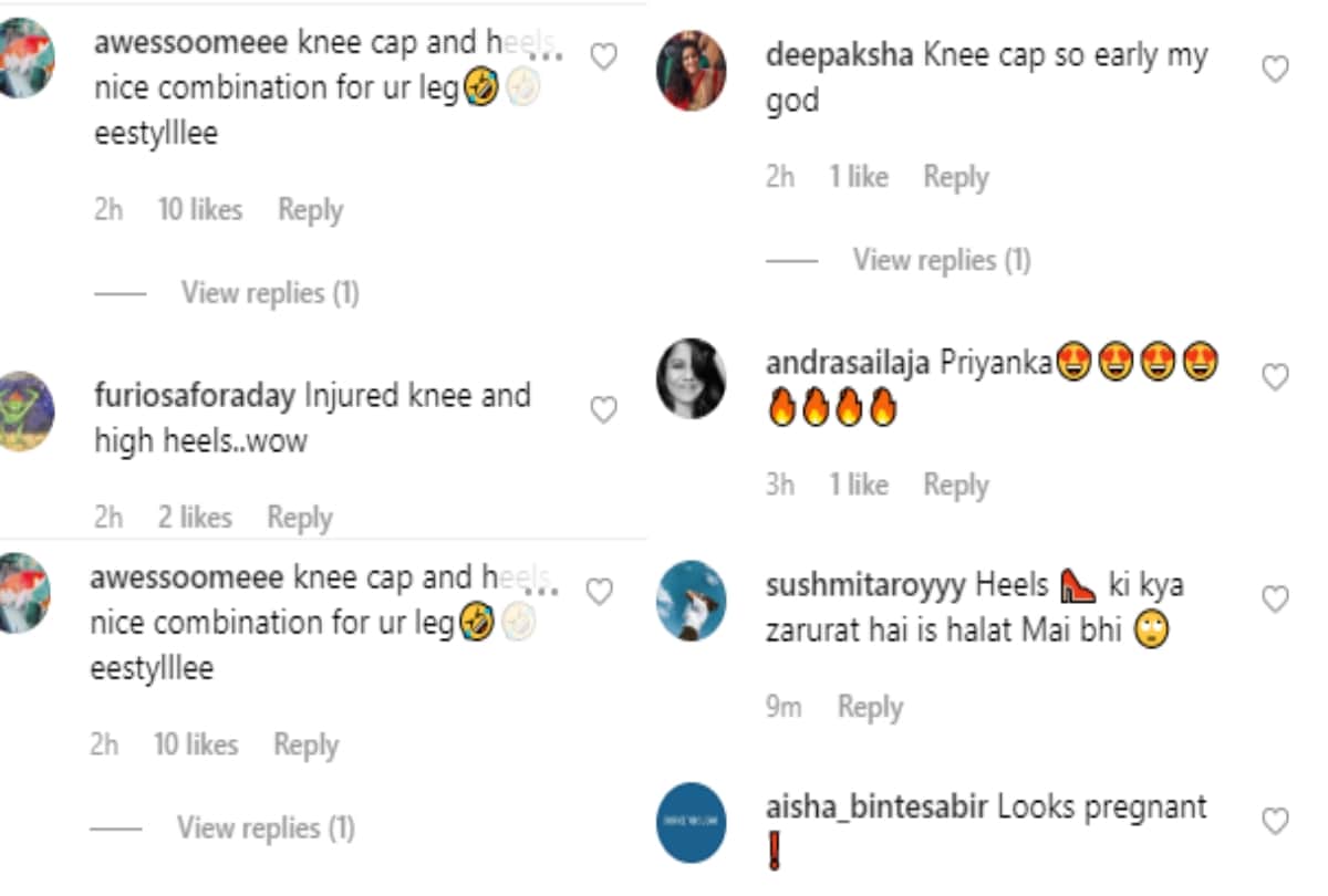 priyanka chopra trolled for wearing high heels with knee cap