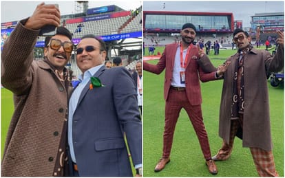 2019 World Cup India-Pak match Ranveer Singh Sunil Gavaskar dance to Badan Pe Sitare