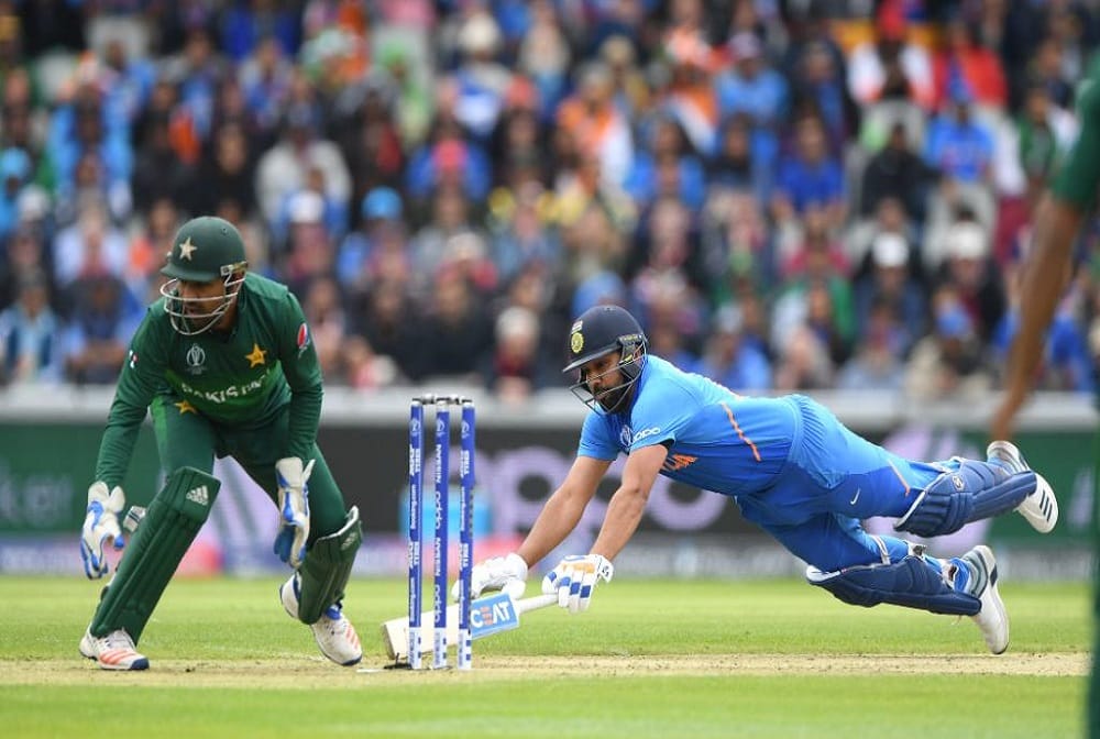 india vs pakistan: rohit sharma anger after catch out on hasan ali bowl