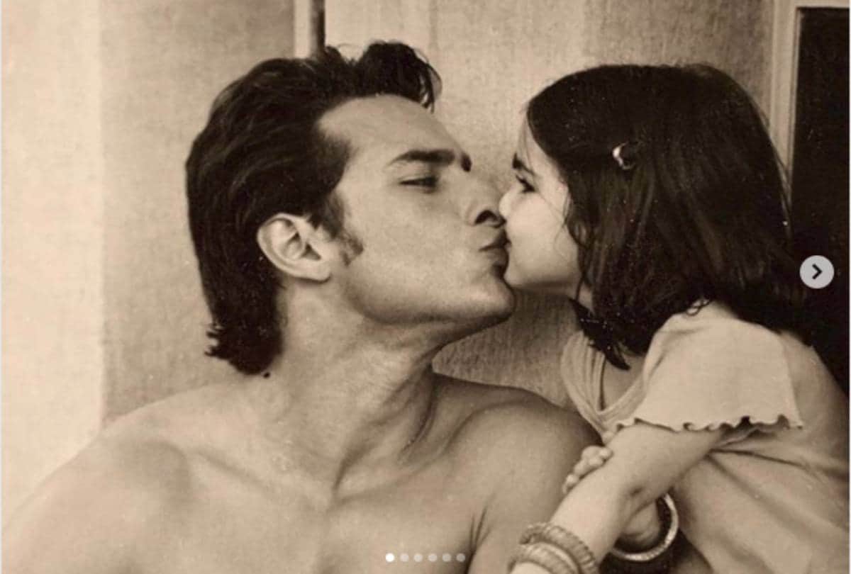 sara ali khan share some cute photo with her father saif ali khan on fathers day