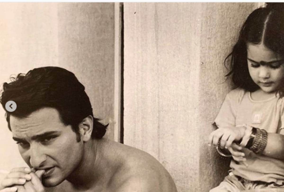 sara ali khan share some cute photo with her father saif ali khan on fathers day