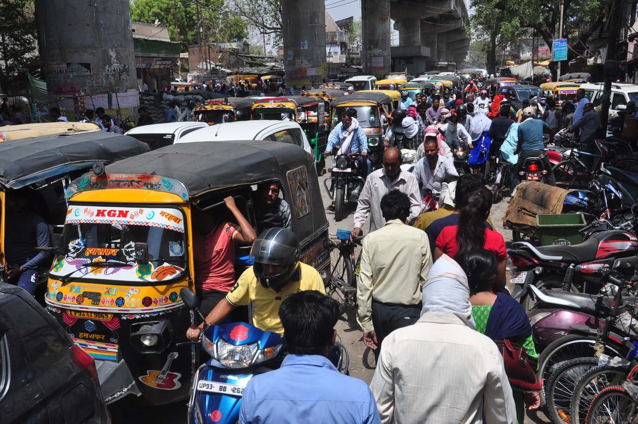people trubble in sipri bazar jam