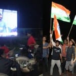 Pics of celebration in lucknow after India win against Pakistan in world cup.