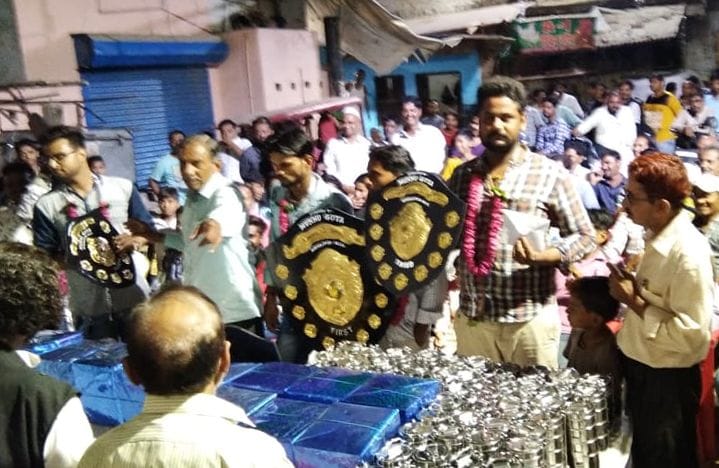 First winner of Pigeon competition Sunil Newada rewarded.